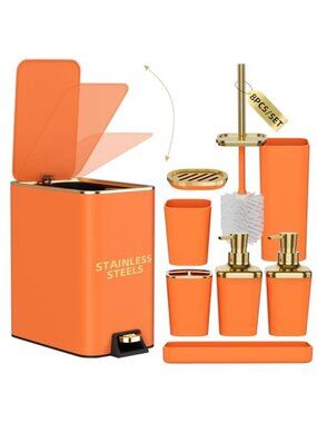 Bathroom Accessories Set Trash Can Soap Dispenser Toothbrush Holder Set